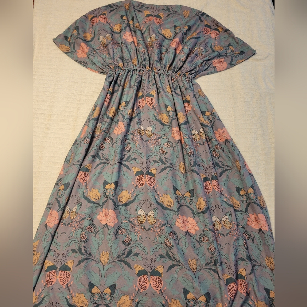 World Market Floral Butterfly Maxi Dress Flowy Boho Hippie - Picture 5 of 6